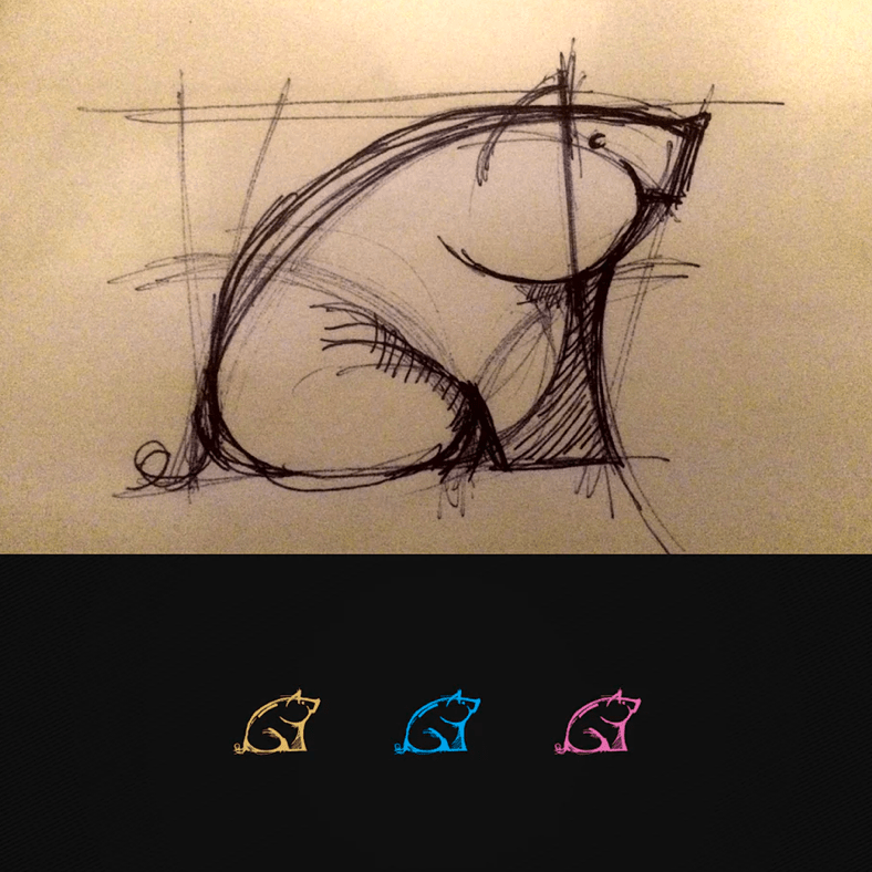 hand drawn pen sketches of a pig by cindric